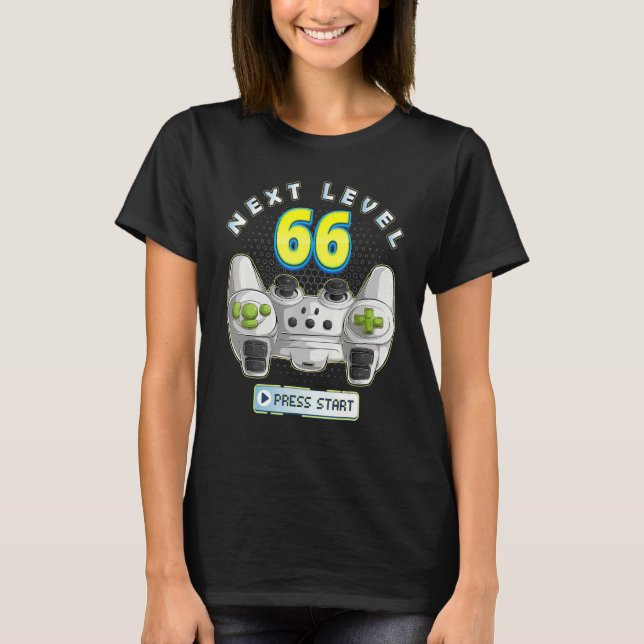 Gamer 66th Birthday Next Level 66 Game Controller  T-Shirt (Front)