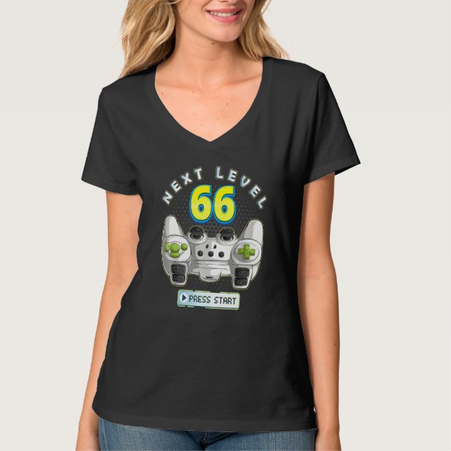 Gamer 66th Birthday Next Level 66 Game Controller  T-Shirt (Front)