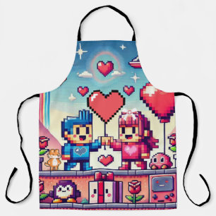 Gamer 8 bit Valentine's Day Apron