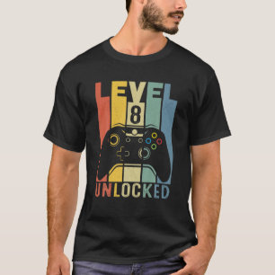 Gamer 8Th Birthday Level 8 Unlocked Awesome 2013 T-Shirt