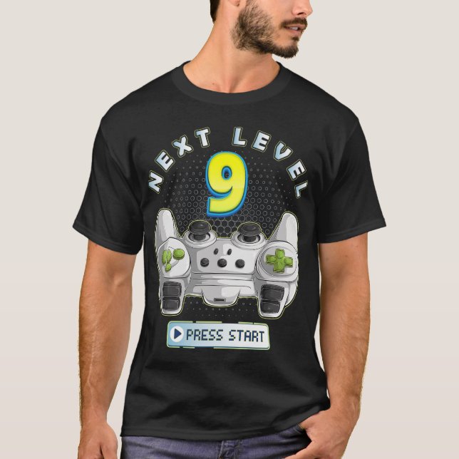 Gamer 9th Birthday Next Level 9 Game Controller T-Shirt (Front)