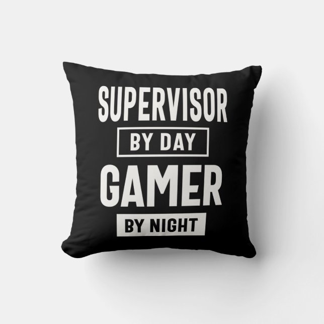 Gamer and Supervisor Job Title Gift Cushion (Front)