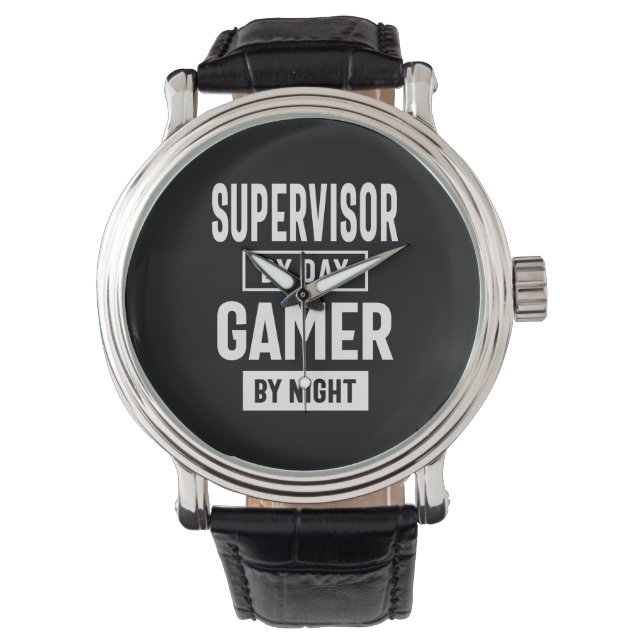 Gamer and Supervisor Job Title Gift Watch (Front)