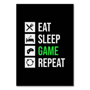 Gamer Art Eat Sleep Game Repeat Table Number