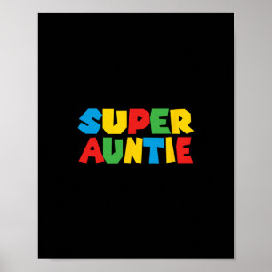 Gamer Aunt Super Auntie Funny Gaming Matching Dad Poster