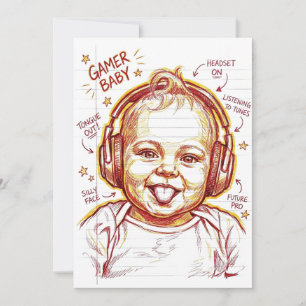 Gamer Baby Funny Gaming Art Invitation
