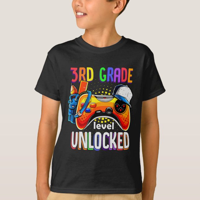 Gamer Back To School Gamepad 3rd Third Grade Level T-Shirt (Front)