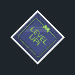 GAMER BAR MITZVAH cool modern navy neon green Napkin<br><div class="desc">by kat massard >>> WWW.SIMPLYSWEETPAPERIE.COM <<<</div>