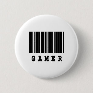gamer barcode design 6 cm round badge