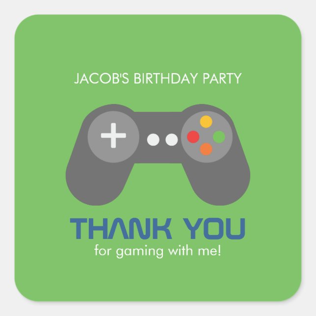 Gamer Birthday Party Square Sticker (Front)