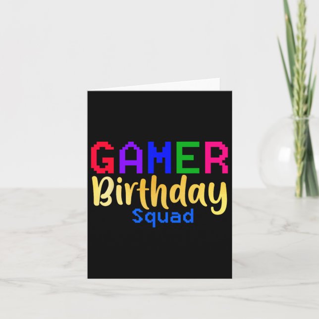 Gamer Birthday Squad Party Happy B-day Video Game  Card (Front)