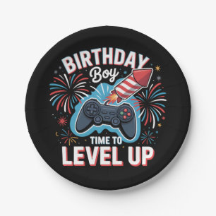 Gamer Boy Birthday 4th Of July Video Game Party Paper Plate