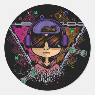 Gamer Boy Classic Round Sticker