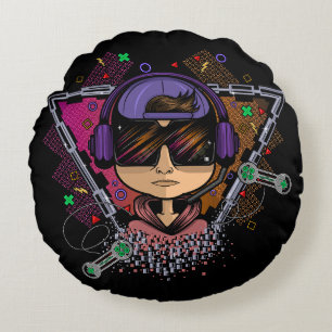 Gamer Boy Round Cushion
