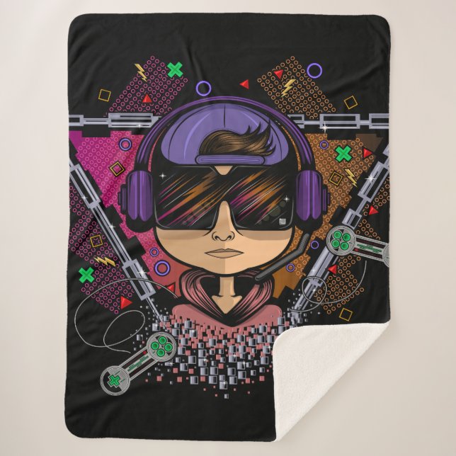 Gamer Boy Sherpa Blanket (Front)