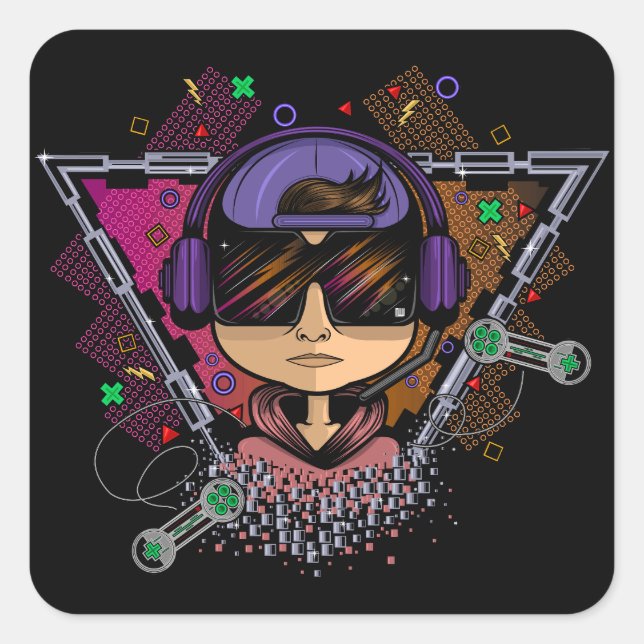 Gamer Boy Square Sticker (Front)
