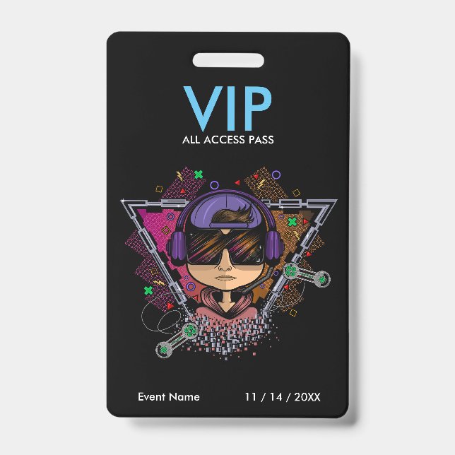 Gamer Boy VIP Access Pass Badge ID Badge (Front)
