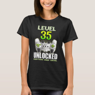 Gamer Boys Girls 35th Birthday Level 35 Unlocked 3 T-Shirt