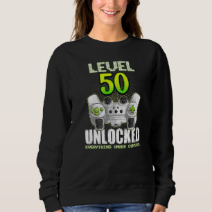 Gamer Boys Girls 50th Birthday Level 50 Unlocked 5 Sweatshirt