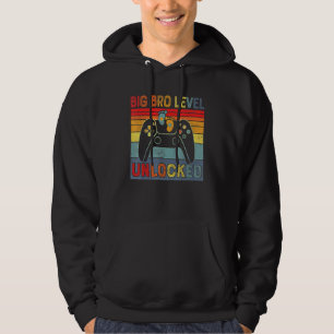 Gamer Brother Vintage Big Bro Level Unlocked Big B Hoodie