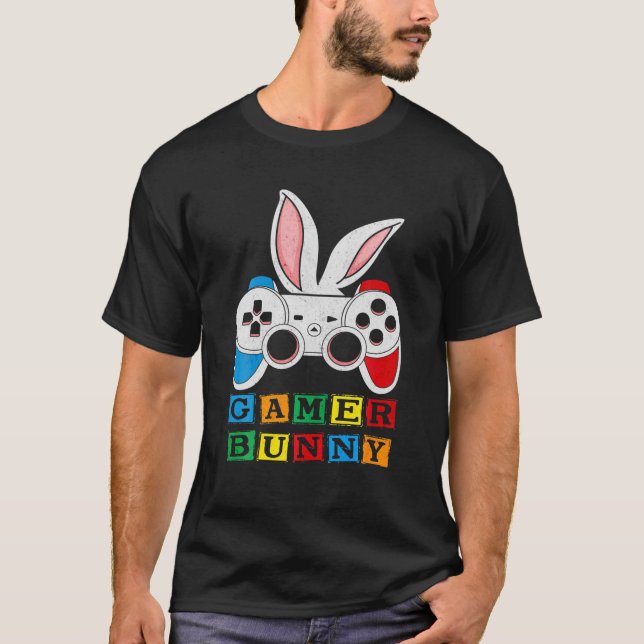 Gamer Bunny Easter Day Video Game Gaming Boys Kids T-Shirt (Front)