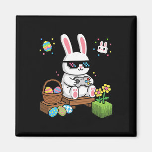Gamer Bunny With Controller Kids Pixel Easter Gami Magnet