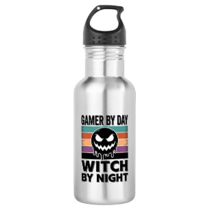 Gamer By Day Witch By Night Retro Halloween Design 532 Ml Water Bottle