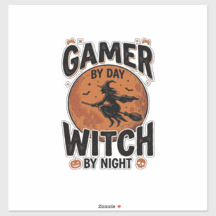 Gamer By Day Witch By Night Vintage Gaming Design_