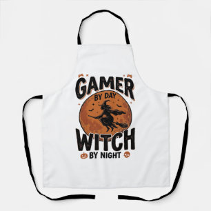 Gamer By Day Witch By Night Vintage Gaming Design_ Apron