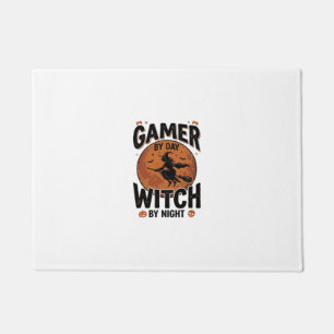 Gamer By Day Witch By Night Vintage Gaming Design_ Doormat