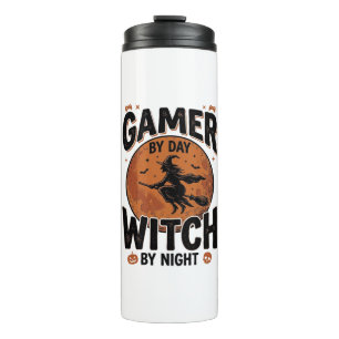 Gamer By Day Witch By Night Vintage Gaming Design_ Thermal Tumbler