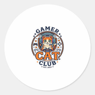 Gamer Cat Cat Mum Gift Idea - Gamer Cat Club_1 Classic Round Sticker
