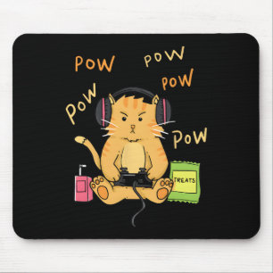 Gamer Cat Cute Kitty Headphones Controller Treats Mouse Pad