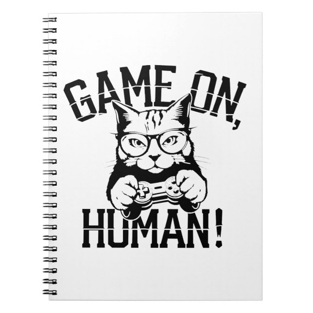 Gamer Cat Design Game On Human - Cute Funny Cat  Notebook (Front)