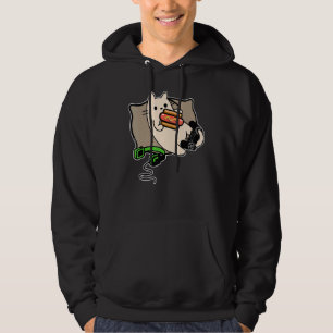 Gamer Cat Eating Hot Dog Game Loading Hoodie