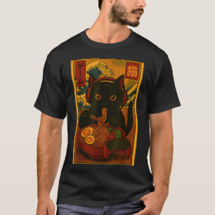 Gamer Cat Eating Ramen Japanese Style  T-Shirt