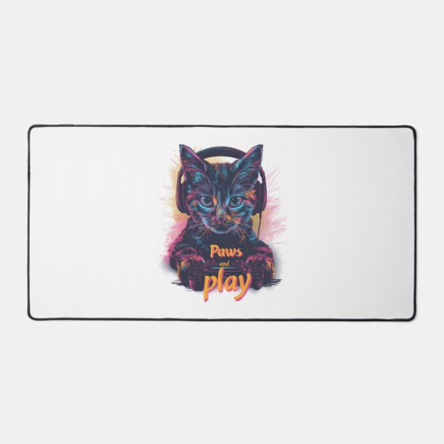 Gamer Cat Level Up Desk Mat (Front)