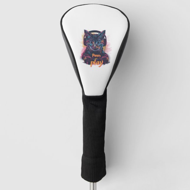Gamer Cat Level Up Golf Head Cover (Front)