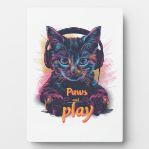 Gamer Cat Level Up Plaque