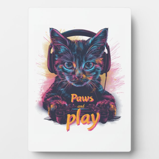Gamer Cat Level Up Plaque (Front)