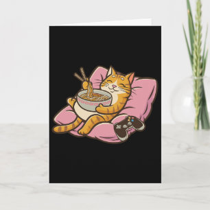 Gamer Cat Ramen Kawaii Gaming Japanese Women Girls Card