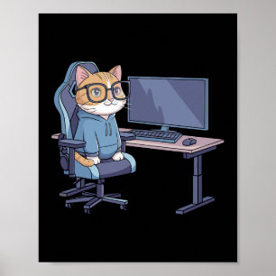 Gamer Cat Squad Funny Meme Poster