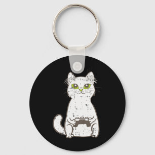 Gamer Cat Video Game Controller Cute Gaming Geek G Key Ring