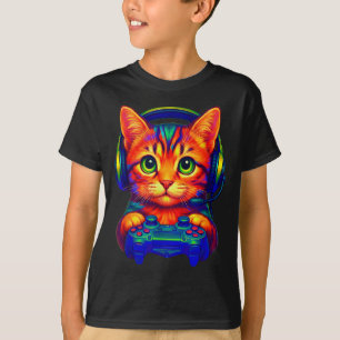 Gamer Cat Video Games Boys Teen Men Girls Funny Ca T-Shirt