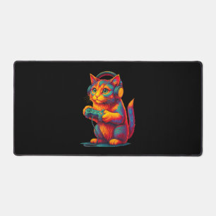 Gamer Cat Video Games Boys Teen Men Girls Funny  Desk Mat