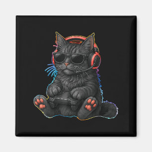 Gamer Cat Video Games Boys Teen Men Girls Funny Ga Magnet