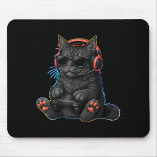 Gamer Cat Video Games Boys Teen Men Girls Funny Ga Mouse Pad