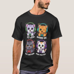 Gamer Cats Pew Pew Pew Video Game On Don't Disturb T-Shirt