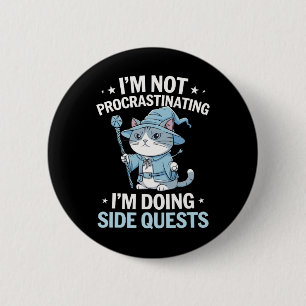 Gamer Cats Side Quest Procrastinating Nerdy Tablet 6 Cm Round Badge