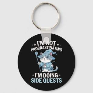 Gamer Cats Side Quest Procrastinating Nerdy Tablet Key Ring